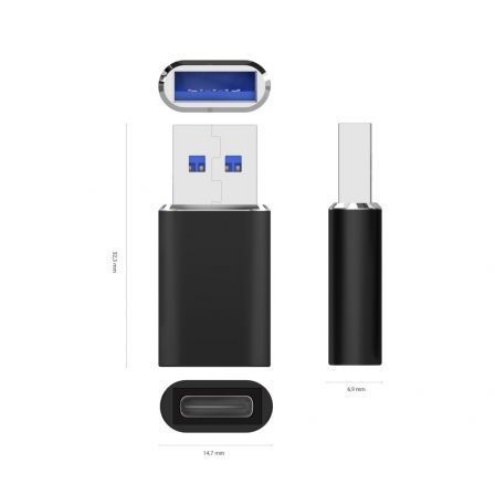 AISENS Mini Adaptador USB 3.2 Gen2 / USB 2.0 Negro